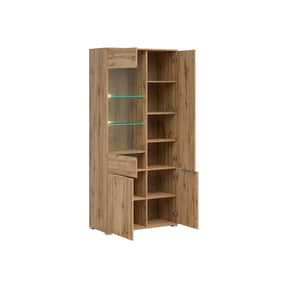 Vitrina ZELE, stejar wotan, PAL/sticla, 90x41x195 cm