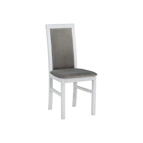 Scaun COMO, gri/alb, stofa catifelata/lemn, 43x51x92 cm