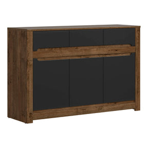 Comoda RUSO, stejar/negru mat, PAL, 149x46x99 cm
