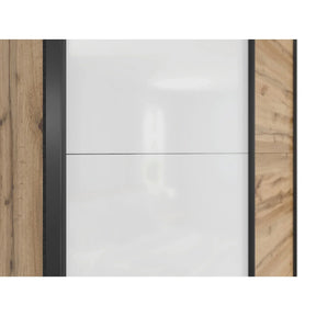 Dulap TETRIX, stejar wotan/alb lucios, PAL, cu 2 usi, 154x60x196 cm