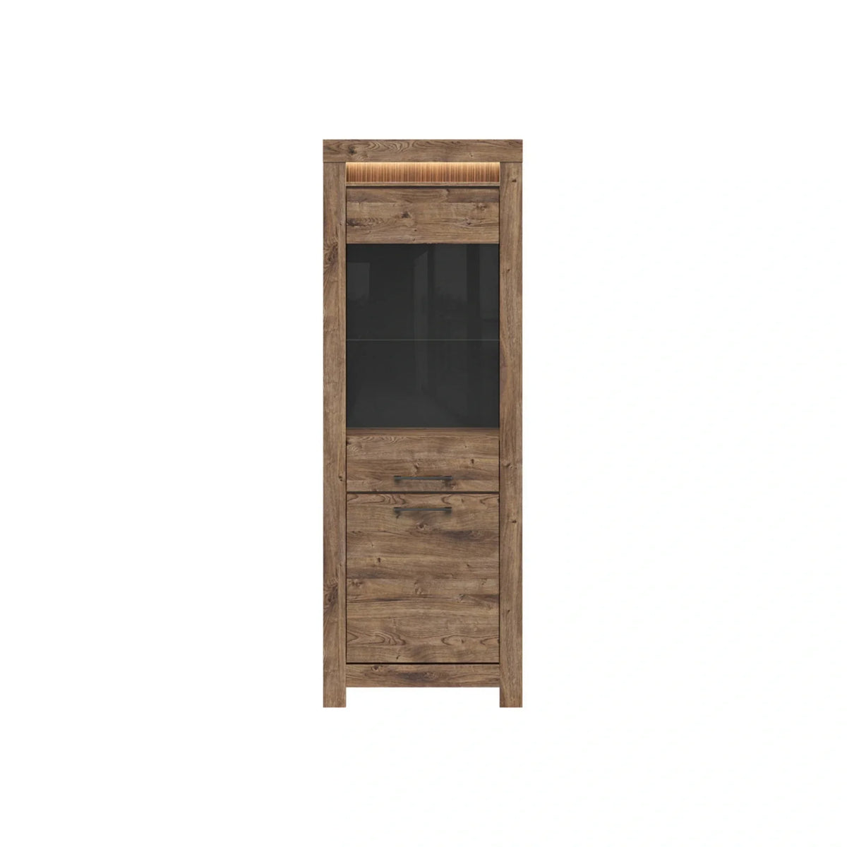 Vitrina TORIN, stejar, PAL/sticla securizata, 71x45x200 cm