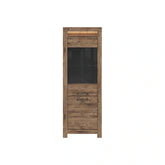 Vitrina TORIN, stejar, PAL/sticla securizata, 71x45x200 cm
