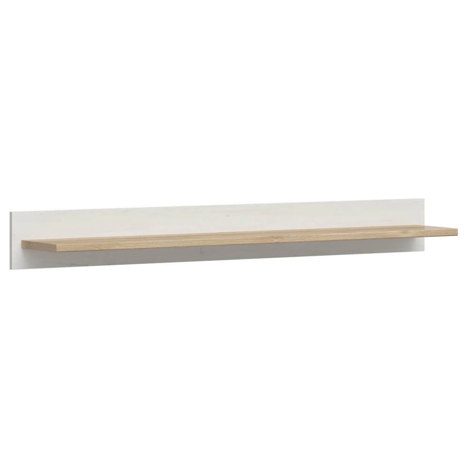 Polita LOKSA, alb/stejar, PAL laminat, 143x24x17 cm
