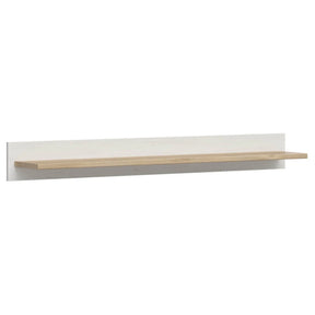 Polita LOKSA, alb/stejar, PAL laminat, 143x24x17 cm