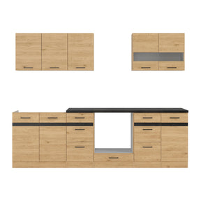 Set bucatarie JUNONA LINE, stejar, PAL, 260 cm, cu blat negru