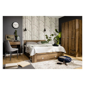 Cadru pat NEPO PLUS 160x200, stejar nobil, PAL laminat, cu spatiu depozitare