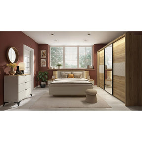 Comoda GLAMOUR, stejar/casmir, PAL, cu 3 sertare, 85x42x90 cm