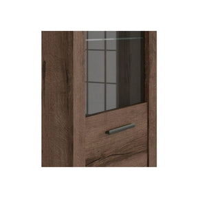 Vitrina BALIN, stejar, PAL/sticla, cu iluminare LED, 68x40x197 cm