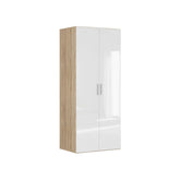 Dulap FLEX, stejar sonoma/alb lucios, PAL, cu 2 usi, 100x66x240 cm