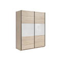 Dulap TETRIX, stejar sonoma/alb lucios, PAL, cu 2 usi, 154x60x196 cm