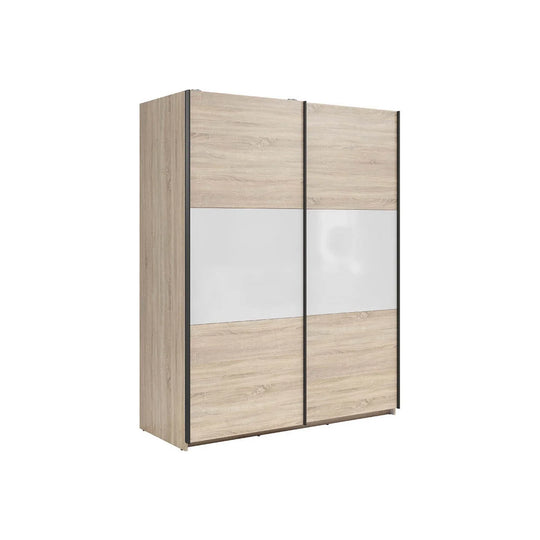 Dulap TETRIX, stejar sonoma/alb lucios, PAL, cu 2 usi, 154x60x196 cm