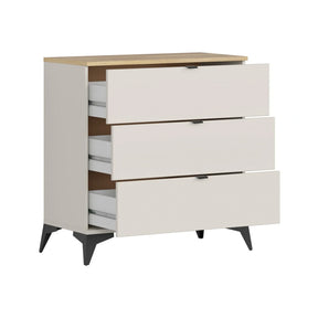 Comoda GLAMOUR, stejar/casmir, PAL, cu 3 sertare, 85x42x90 cm