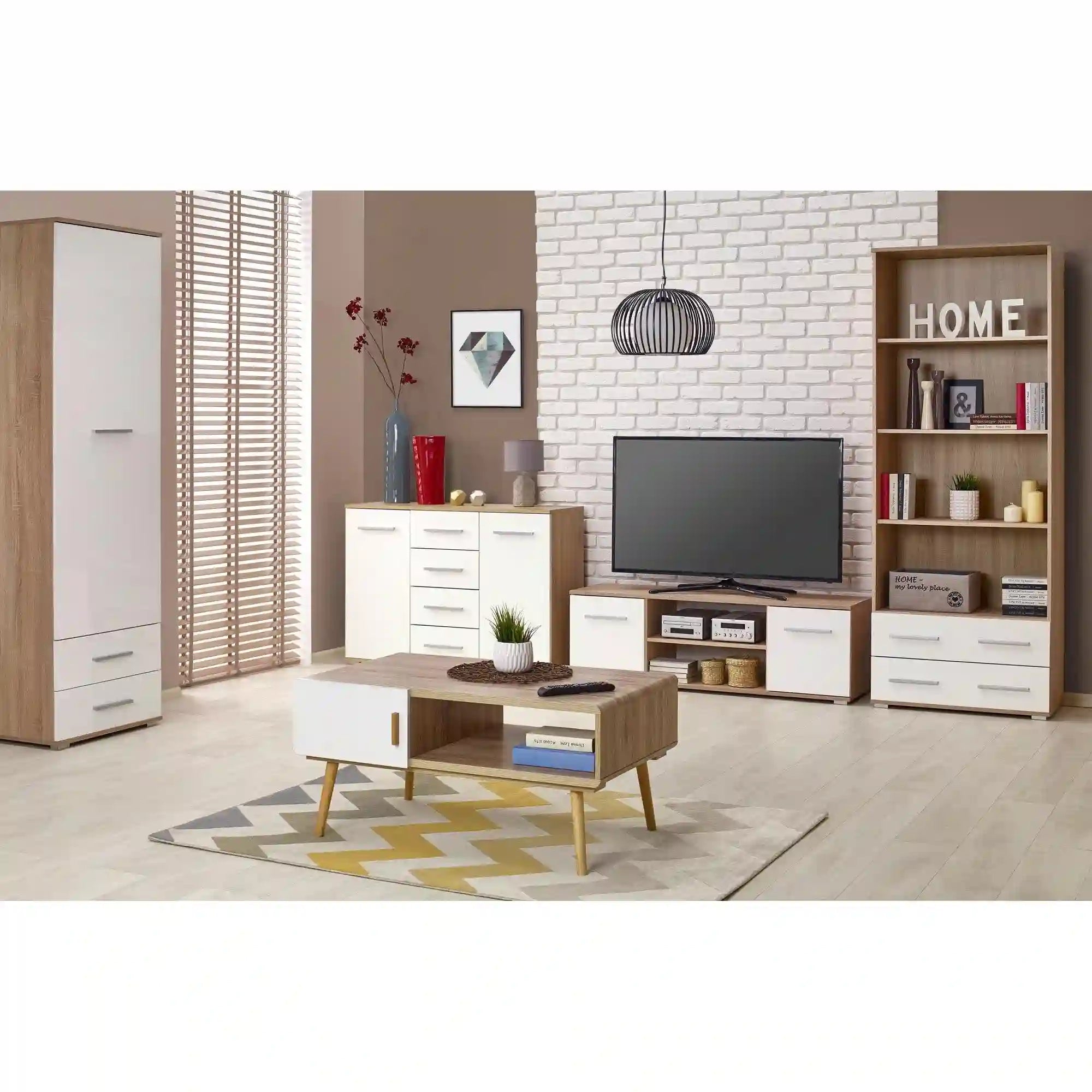 Comoda HOUSTON OCN-37985, alb/stejar sonoma