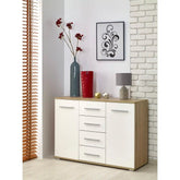 Comoda HOUSTON OCN-37985, alb/stejar sonoma
