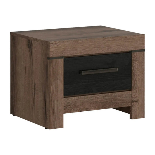 Noptiera BALIN, stejar/negru, PAL, 57x45x45 cm