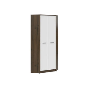 Dulap NEPO PLUS, alb/stejar nobil, PAL laminat, cu 2 usi, 80x80x197 cm
