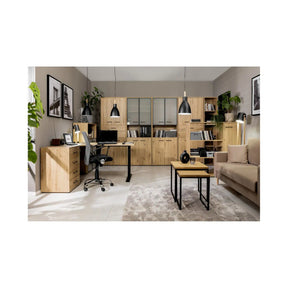 Biblioteca SPACE OFFICE, stejar artisan, PAL laminat, 120x37x203 cm