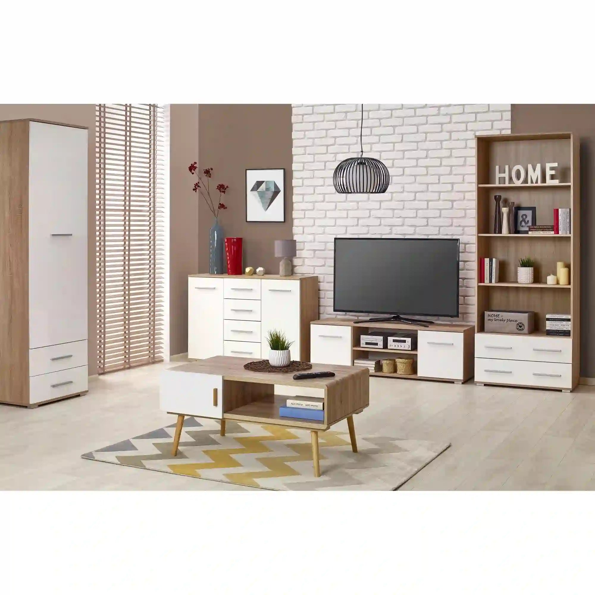 Comoda TV HOUSTON OCN-37992, alb/stejar sonoma