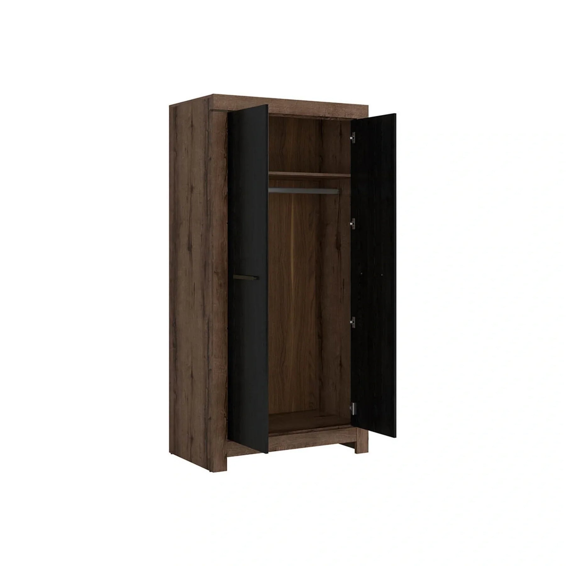 Dulap BALIN, negru/stejar, PAL, cu 2 usi, 98x55x195 cm