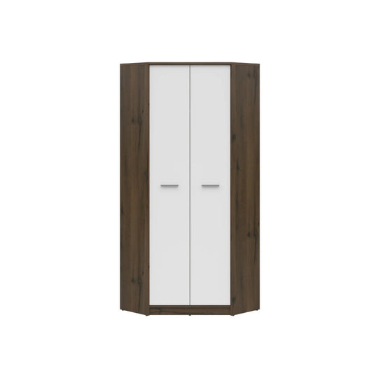 Dulap NEPO PLUS, alb/stejar nobil, PAL laminat, cu 2 usi, 80x80x197 cm