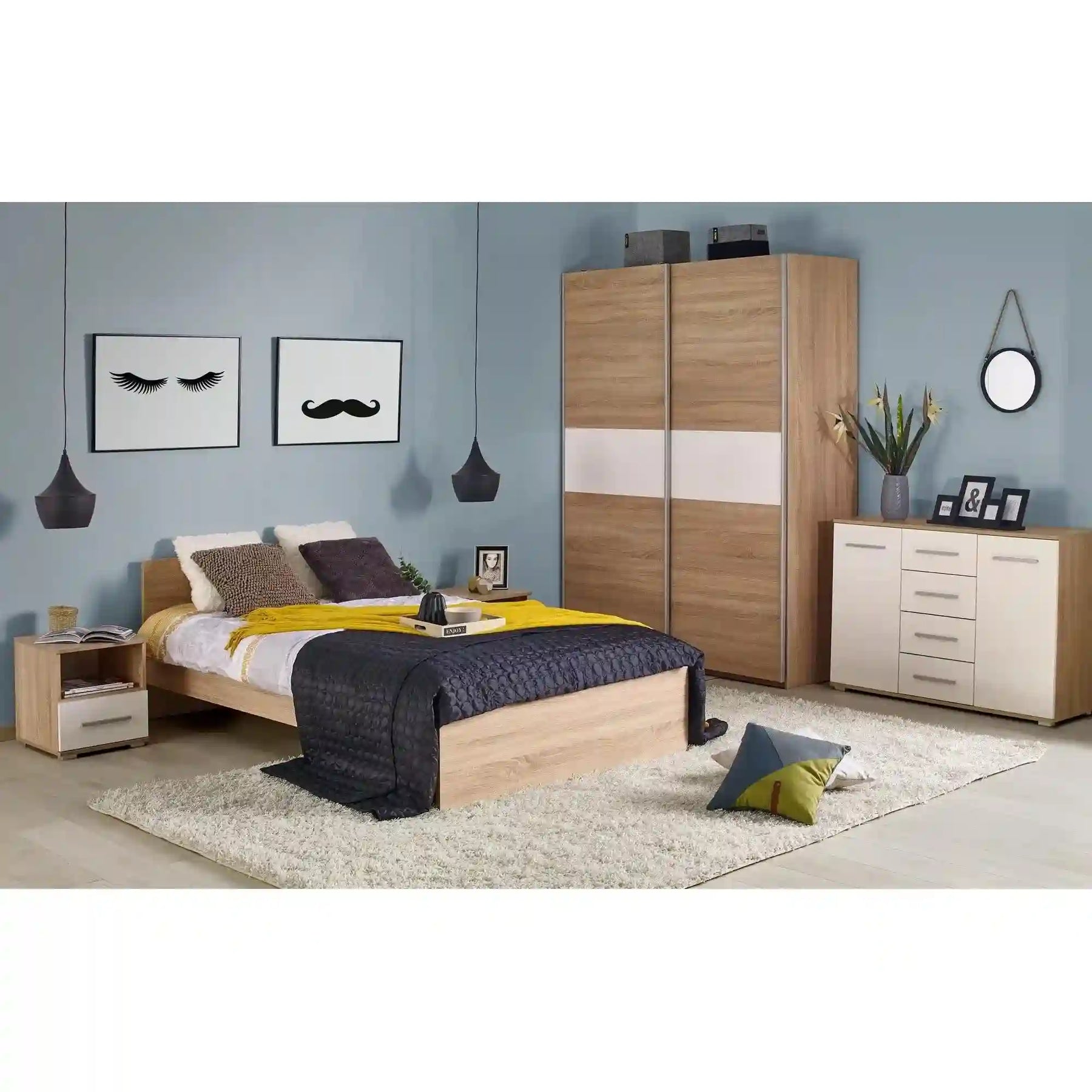 Cadru pat 120x200 HOUSTON OCN-36880, stejar sonoma