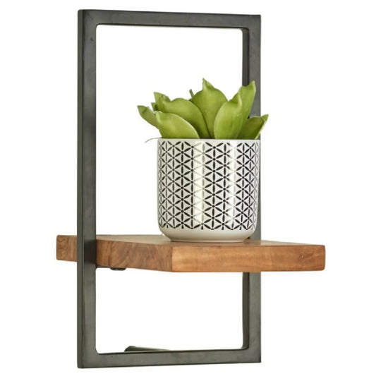 Raft VALO, stejar/negru, lemn/metal, 20x25x35 cm