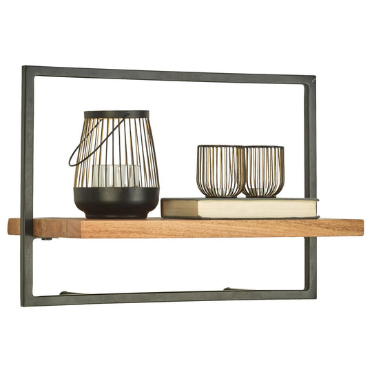 Raft VALO, stejar/negru, lemn/metal, 50x25x35 cm