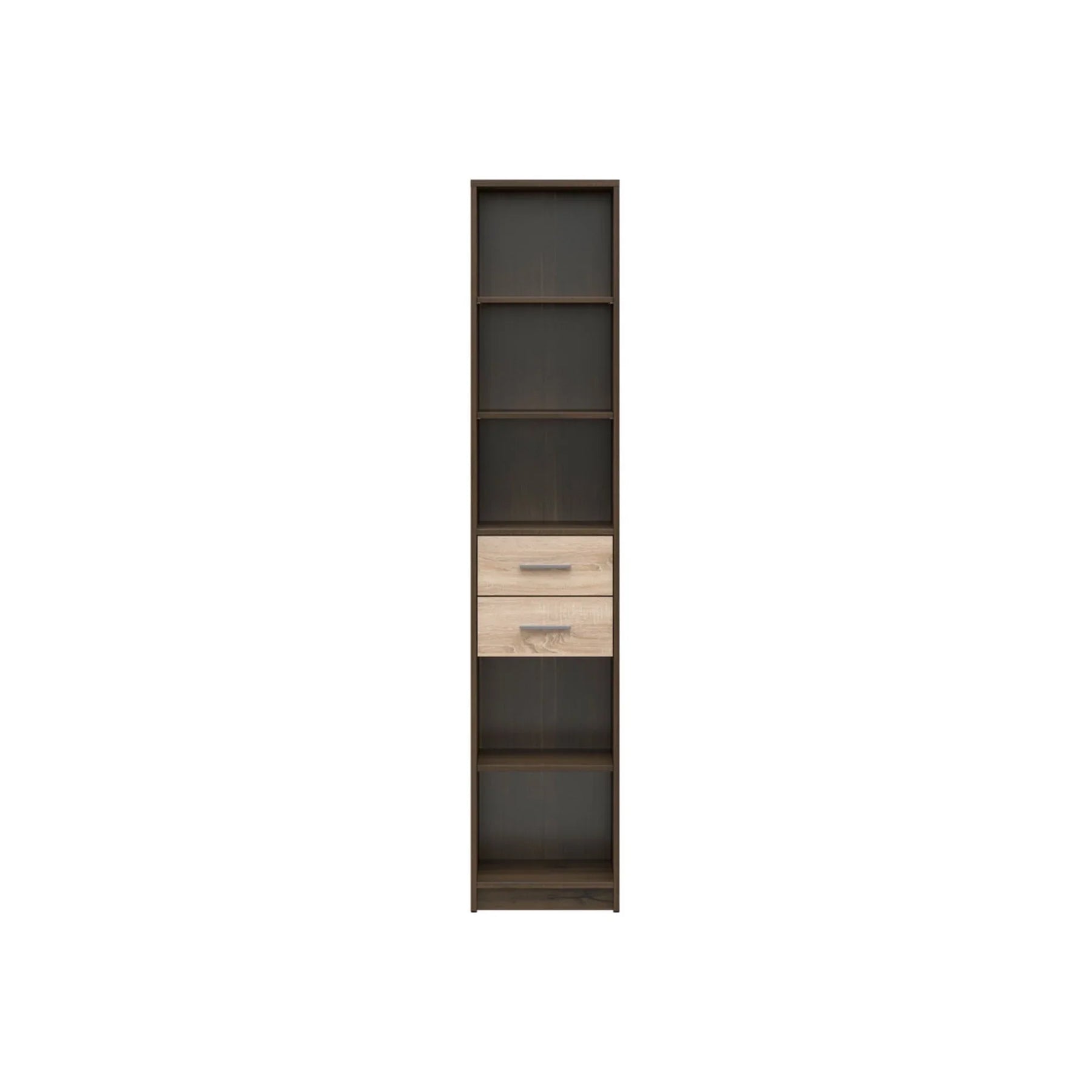 Biblioteca NEPO PLUS, stejar inchis/stejar sonoma, PAL laminat, 40x34x197 cm