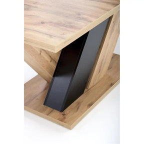 Masa extensibila BRANDON, stejar wotan/negru, pal laminat, 160/200x90x77 cm
