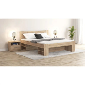 Cadru pat NEPO PLUS 140x200, stejar sonoma, PAL laminat, cu spatiu depozitare