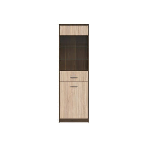 Vitrina NEPO PLUS, stejar, PAL laminat/sticla, 60x34x197 cm