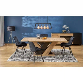 Masa extensibila BRANDON, stejar wotan/negru, pal laminat, 160/200x90x77 cm