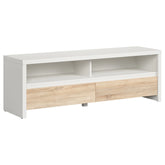 Comoda TV KASPIAN, alb/stejar sonoma, PAL laminat, 144x41x49 cm