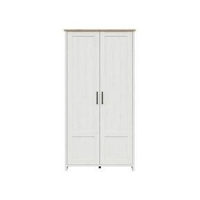 Dulap LOKSA, alb/stejar, PAL laminat, cu 2 usi, 102x57x201 cm