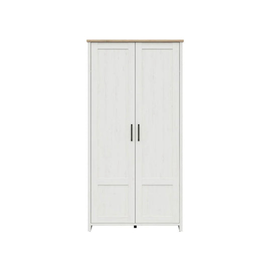 Dulap LOKSA, alb/stejar, PAL laminat, cu 2 usi, 102x57x201 cm