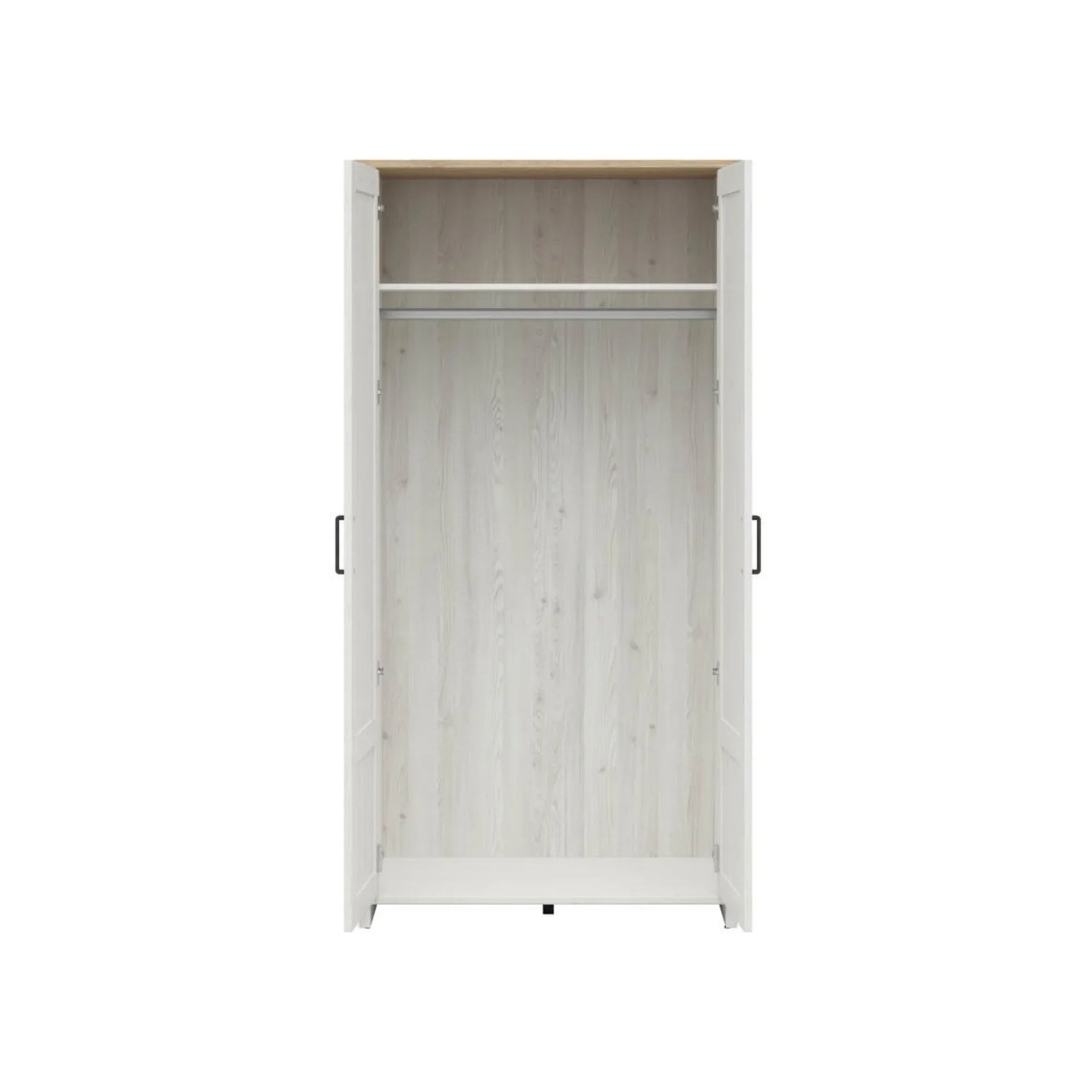 Dulap LOKSA, alb/stejar, PAL laminat, cu 2 usi, 102x57x201 cm