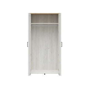 Dulap LOKSA, alb/stejar, PAL laminat, cu 2 usi, 102x57x201 cm