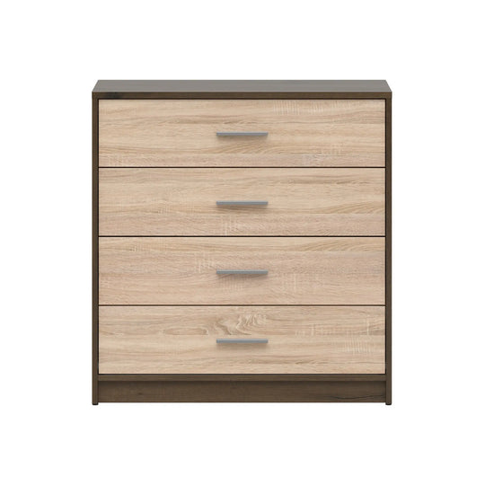 Comoda NEPO PLUS, stejar nobil/stejar sonoma, PAL laminat, cu 4 sertare, 80x34x84 cm