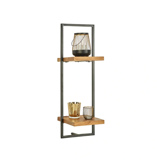 Raft VALO, stejar/negru, lemn/metal, 25x25x75 cm