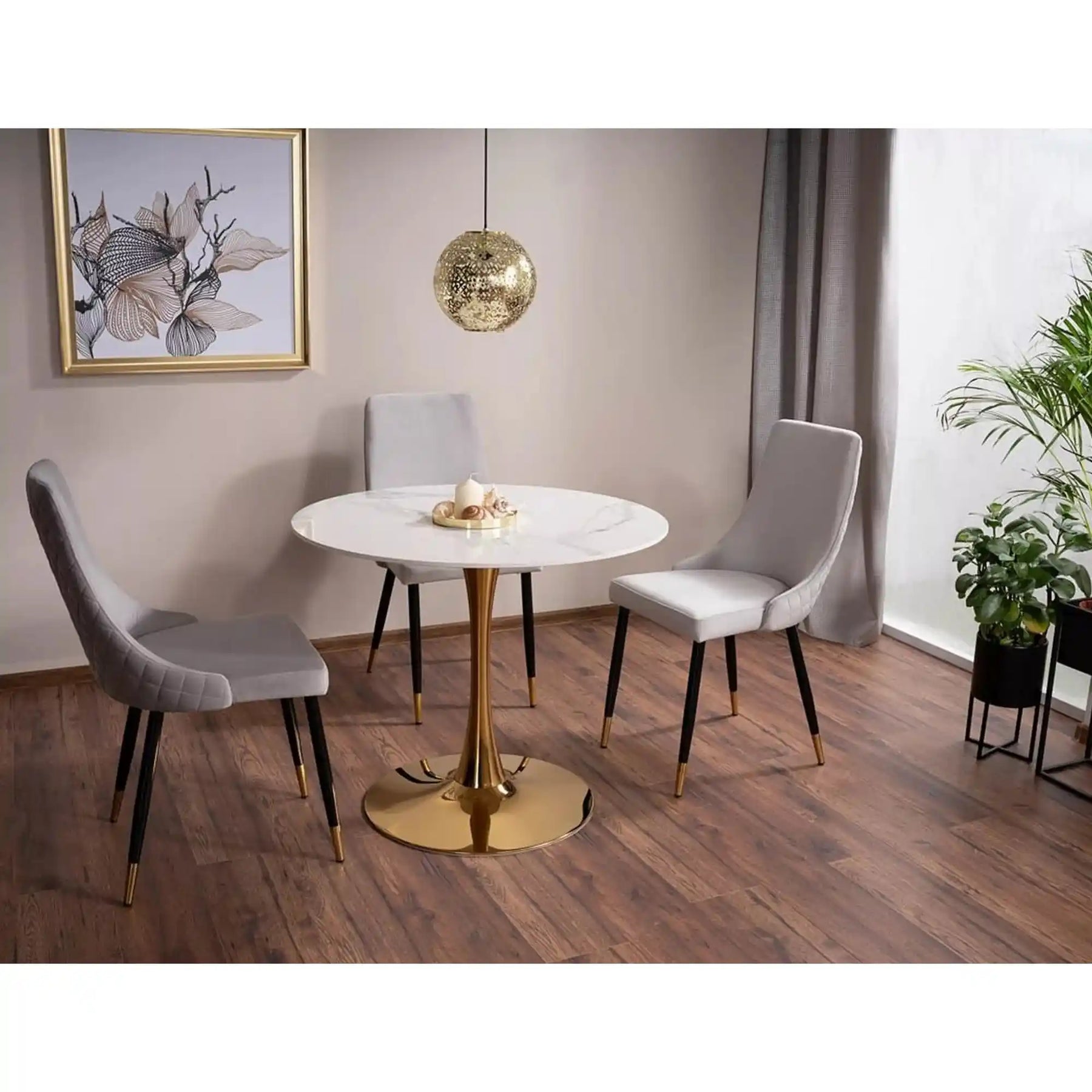 Scaun PIANO, stofa catifelata gri deschis/negru, auriu, 47x44x93 cm