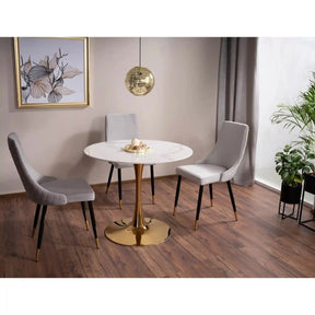 Scaun PIANO, stofa catifelata gri deschis/negru, auriu, 47x44x93 cm