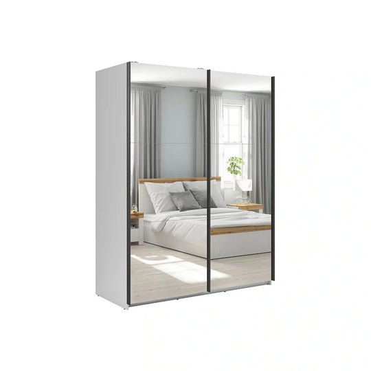 Dulap TETRIX, alb lucios, PAL, cu 2 usi si oglinzi, 154x60x196 cm