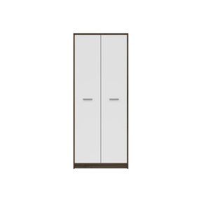 Dulap NEPO PLUS, alb/stejar, PAL laminat, cu 2 usi, 80x55x197 cm