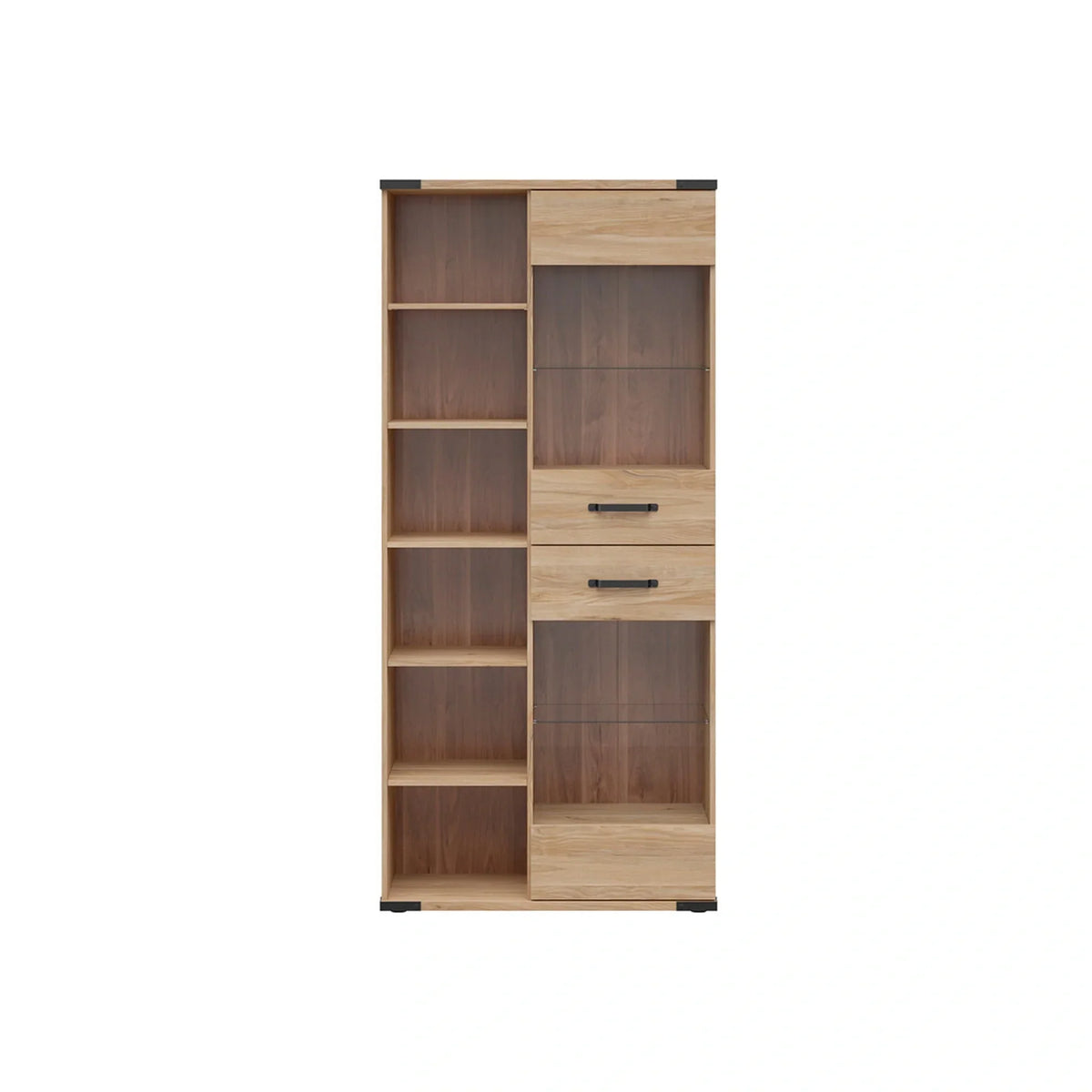 Vitrina LARA, frasin, PAL laminat/sticla, 90x40x198 cm