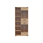 Vitrina LARA, frasin, PAL laminat/sticla, 90x40x198 cm