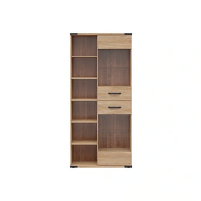 Vitrina LARA, frasin, PAL laminat/sticla, 90x40x198 cm