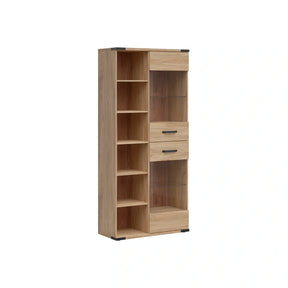 Vitrina LARA, frasin, PAL laminat/sticla, 90x40x198 cm