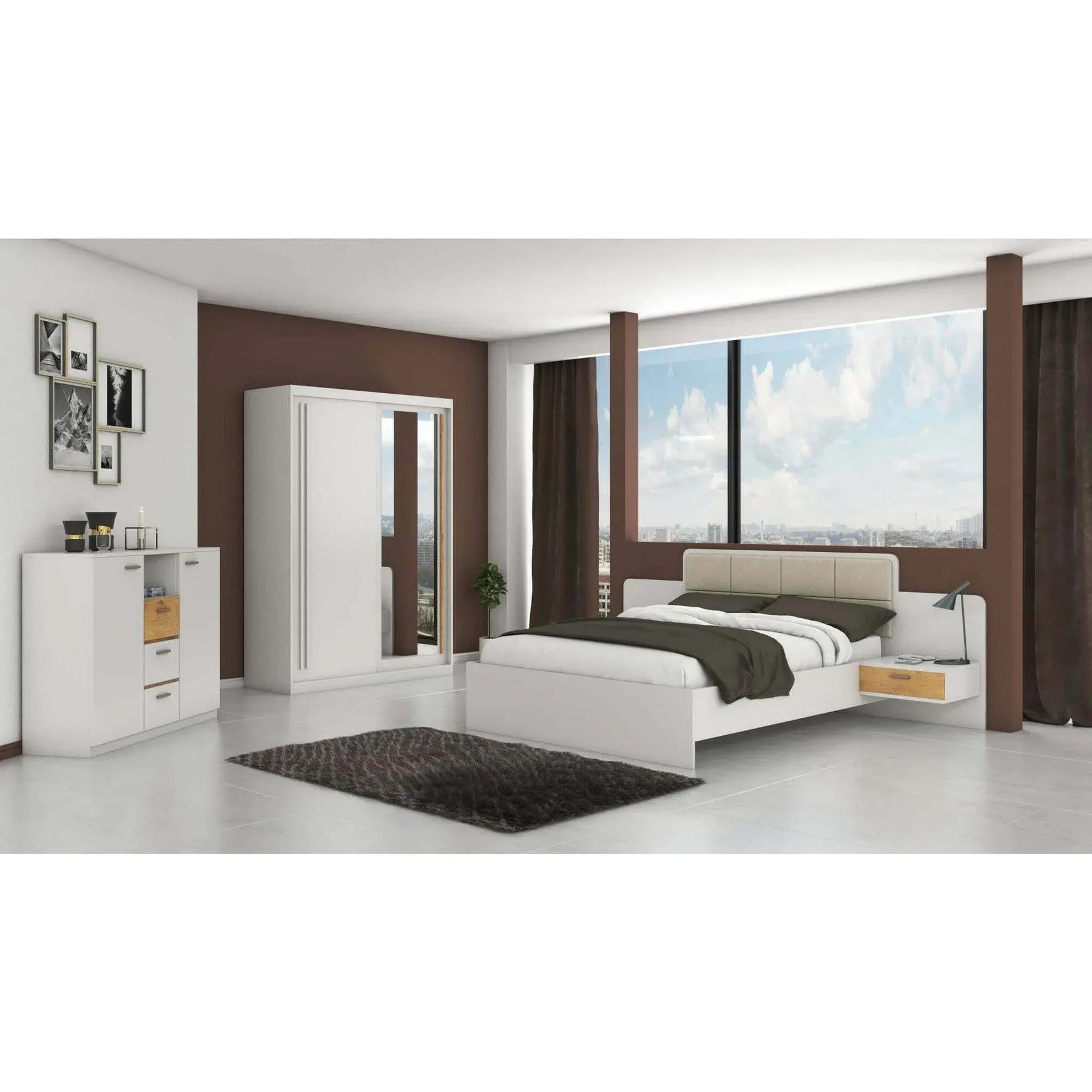 Dulap EFFECT, alb andersen, PAL melaminat, cu 2 usi, 150x59x215 cm