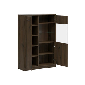 Vitrina NEPO PLUS, stejar nobil, PAL laminat/sticla, 90x34x132 cm