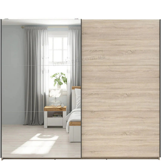 Dressing TETRIX, stejar sonoma, PAL, cu 2 usi si oglinda, 220x60x196 cm